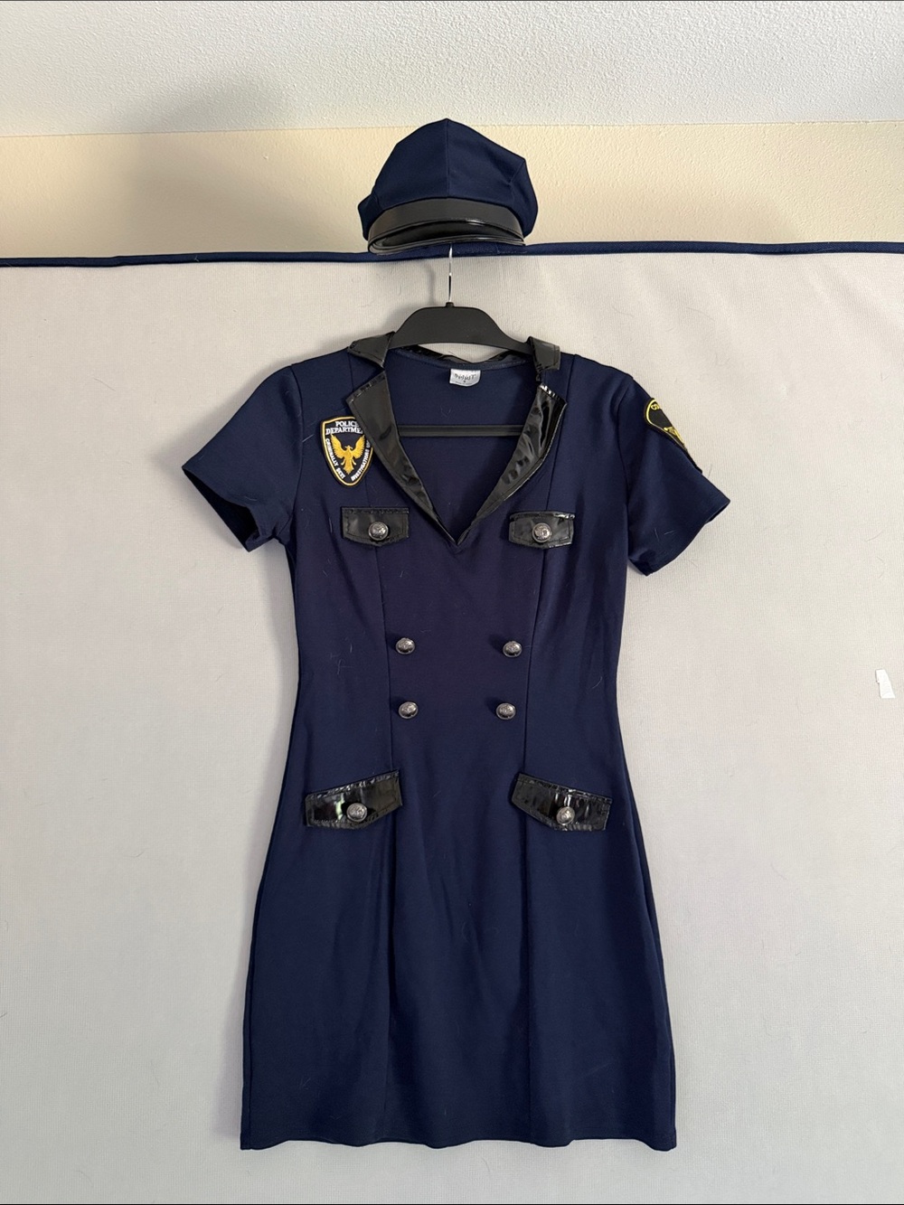 Spirit Halloween Navy Police Woman Uniform Dress with Cap